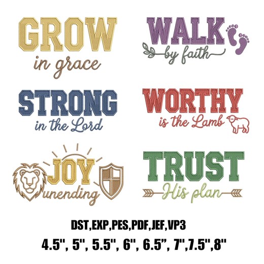 Bible Verses Embroidery Designs, Christian Quotes Bundle (6 Designs) (instant Download) - Etsy