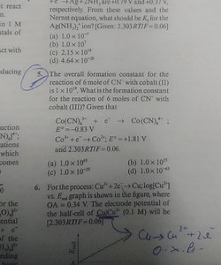 The overall formation constant for the reaction of 6 mole of CN... | Filo