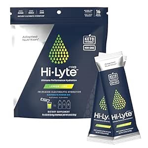 Adapted Nutrition Hi-Lyte Pro Hydration Packets - 16 Individual Drink Packets | Lemon Lime | Flavored Electrolyte Powder | Sugar-Free, Zero Carb, Zero Calorie