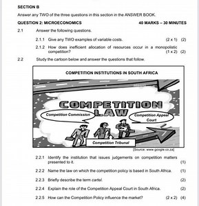 QUESTION 2: MICROECONOMICS2.1 Answer the following questions.... | Filo