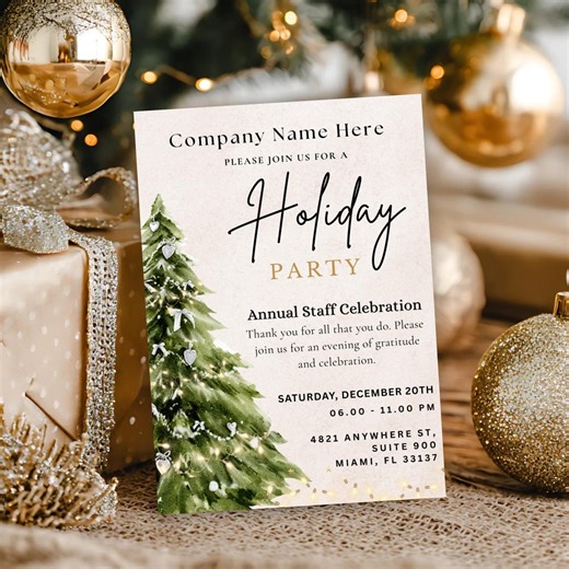 Corporate Holiday Party Invitation, Editable Company Christmas Invite, Work Event Canva Template, Staff Appreciation, 5x7 and 8.5x11 - Etsy