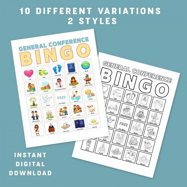 General Conference Bingo Printable for Kids: LDS Activity Game 20 Sheets (digital Download) - Etsy
