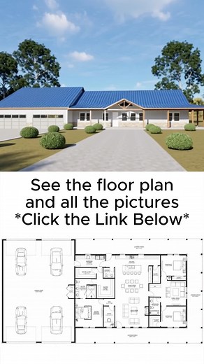 Ready to Build? Grab Your Barndo Plans Today! See plan here -> https://www.barndominiumlife.com/barndominium-plans/pl-61303/ | Barndominium Plans