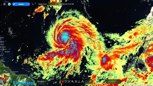 Here's a look at the two active storms in the Atlantic this afternoon! Hurricane #Kirk is forecast to achieve category 4 strength this week, while Tropical Depression #Thirteen could become a hurricane in as little as a couple days over open water. | RadarOmega