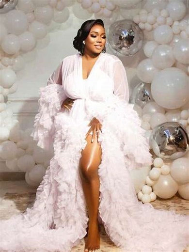 Pink Women Sleepwear Size XXS XS S M L XL 2XL 3XL 4XL Bathrobe Gift For Girlfriend Oversized Party Wear Dresses Pregnant Gown For Photoshoot Sexy Mesh Fabric Ruffle Hem Wedding Kimono Relax Fit Beach Wedding Dresses With Belt Tie Photography | SHEIN