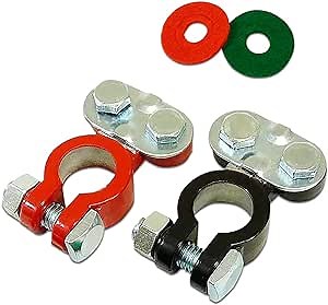 2 PCS Cable Terminal Clamp Connectors, Cables Terminal Connectors Kit, Fit for Cars, Vans, Trucks (Silver)