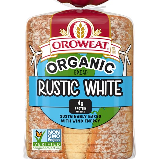 Oroweat Organic Rustic White Bread, 27 oz, Plain White Bread, Bag