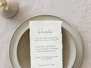 Handwritten Menu Name Card | Custom Dinner and Reception Menu | 100% Cotton Deckle Edge Paper - Etsy