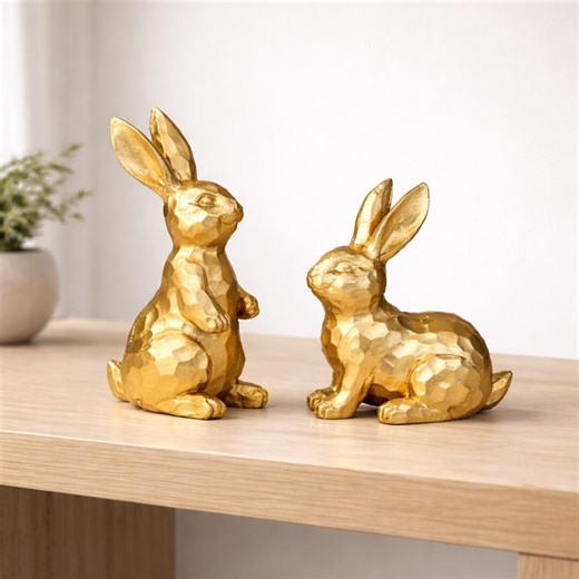 Gold Bunny Sculpture | Easter Spring Table Centerpiece - Etsy