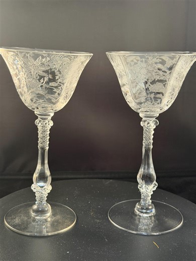 Two Tiffin Franciscan Etched Crystal Water/wine Glasses - Etsy