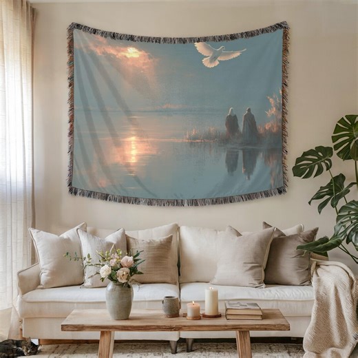 Sunset Bird Woven Blanket - 100% Cotton Tapestry Throw, Cozy Coastal Decor for Living Room - Etsy