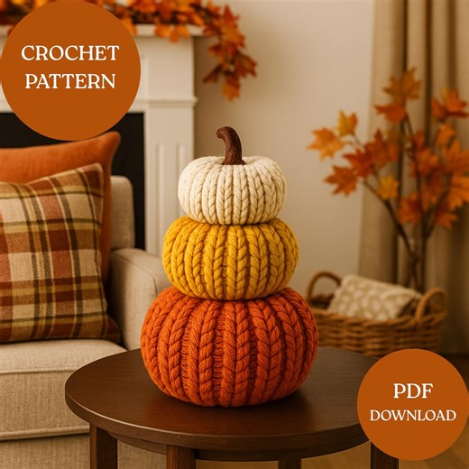 Stackable Pumpkin Crochet Pattern PDF, Beginner Friendly, Pumpkin Trio Design, Fall Thanksgiving Decor - Etsy