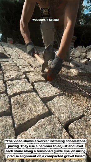 Mastering Cobblestone Paving: Perfect Stone Alignment Technique #construction #paving #tools