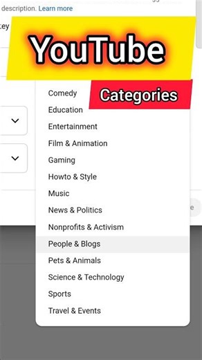 youtube category | youtube categories list #youtubecategory