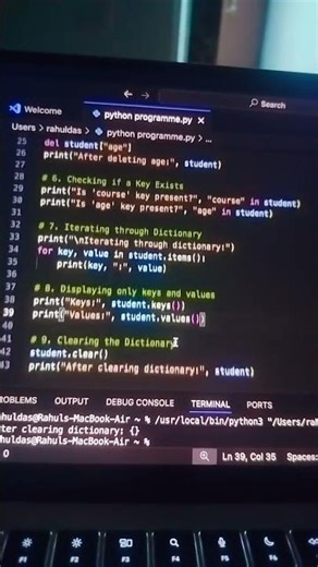 python programme in Dictionary........new videos ke liye subscribe my channel and support me