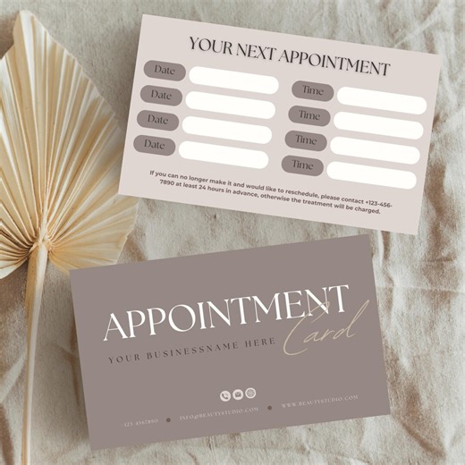 Editable Beauty Appointment Card Template for Canva | Printable Booking Reminder - Etsy
