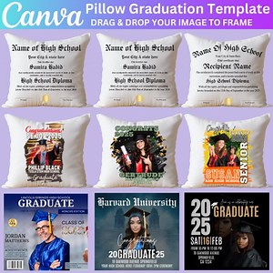 50  Graduation Canva Editable Pillow Templates, Grad Pillow Design Template, Congrats Certificate Design, Graduation Design Bundle, - Etsy