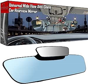 Anti Glare RearView Mirror - 13" 330mm Car Rear view Mirror Clip-on, Interior Rear View Mirror Convex Car Mirror Wide Angle Reduce Blind Spot, Panoramic Rearview Mirror for Car Truck SUV