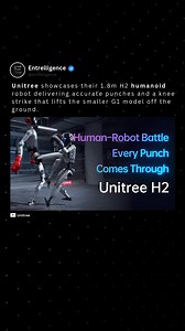 🚨#TECH: 🤖Unitree Shows H2 Humanoid Delivering Controlled Strikes in New Durability Test Unitree has released a new video showing its 1.8 meter H2 humanoid robot performing controlled sparring moves, including precise punches and a knee strike strong enough to lift the smaller G1 model off the ground. The company stresses the test is designed to evaluate durability and coordination, not encourage real-world imitation. The 70 kilogram H2 features 31 degrees of freedom and has been priced under $