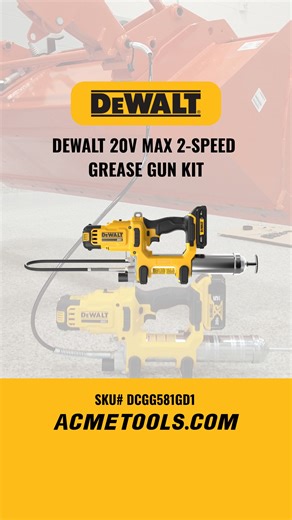1.4K views | Tired of fighting clogged grease fittings?  Power through with the DEWALT 20V MAX 2-Speed Grease Gun (DCGG581B)! This thing delivers up to 10,000 max PSI and lets you dispense up to 7 tubes per charge. The 47-inch flexible hose gets you into hard-to-reach spots, so you can work smarter and faster on the jobsite. LINK: https://brnw.ch/21wVBSL #dewalt #greasegun #grease #mechanic #construction #powertools #acmetools #trades #fyp | Acme Tools | Facebook