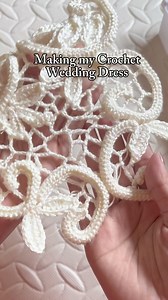 1M views · 33K reactions | I made a crochet wedding dress using the Irish lace crochet technique. This is one of the most detailed crochet dresses I have made so far, as it is my first time using the Irish lace technique. I am glad to be able to wear this dress on my special day. It took me 144 hours to complete the dress, and I made several revisions. I even had to redo the train section of the dress to make it more comfortable to move around in.  | Crafter’s Muse by Aly | Facebook