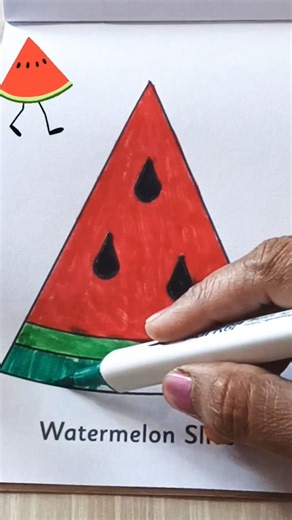 Draw & Color a Watermelon in 30 Sec! 🍉 ASMR Satisfying Watermelon Coloring 🖍️ #art #drawingtutorials