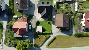 Rural settlement in Europe. Houses, paths, road.