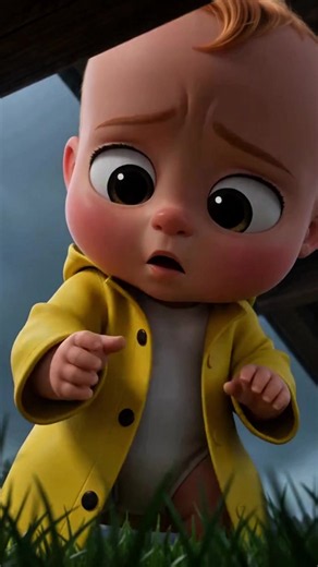 Baby in Rain: Adorable AI Cartoon Moment