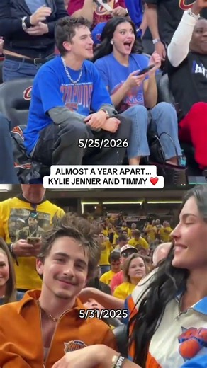Kylie Jenner and Timothée Chalamet always love to support the Knicks 💙🧡