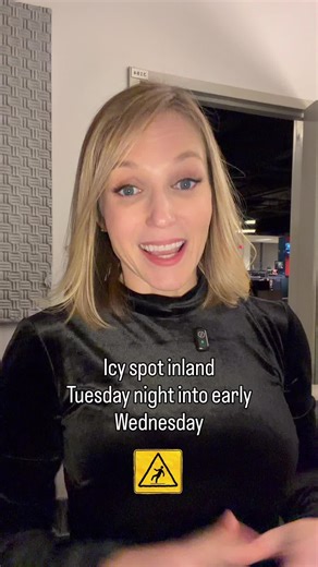 Some icy spots are possible Tuesday night with patchy light freezing rain/drizzle inland. We do not expect much ice but it doesn’t take much to make things slippery.