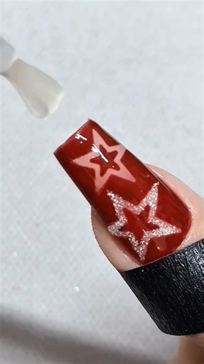 Easy Star Nail Art at Home ✨💅 | Trendy Red Nails Tutorial #Shorts#viral #handmade