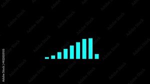 Animated growing arrow over graph bar. Infographic growth 2D object animation.