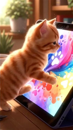 Kitten's Accidental Masterpiece | Cozy Animated Loop #Shorts
