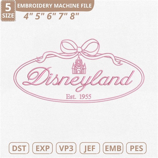Coquette Bow Disneyland Castle Machine Embroidery File, Disney Girls Trip (instant Download) - Etsy