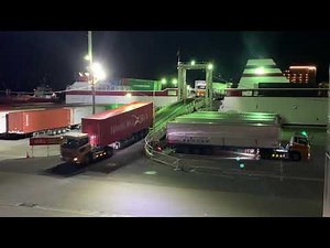 ジャンボフェリー「りつりん２」深夜の神戸港コンテナシャーシ荷役【①荷降ろし編】
