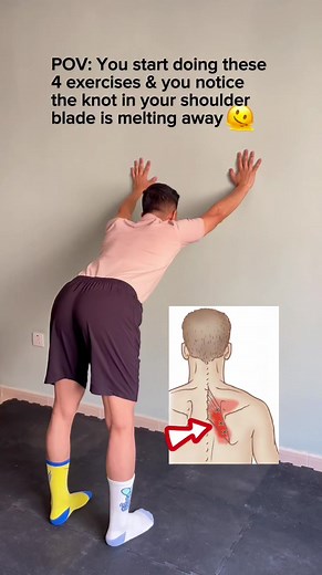 Say goodbye to shoulder blade knots and pain with these soothing exercises! 🙌 ⚡️FOLLOW FOR MORE REMEDY TIPS! 📚 Knots and pain in the shoulder blade or rhomboid area can be caused by factors like muscle tension, poor posture, injury, stress, muscle strain, nerve compression, or underlying medical conditions, and engaging in specific exercises can help relieve this pain by strengthening and stretching the affected muscles, improving posture, and promoting relaxation. #backpainrelief #backpain #b