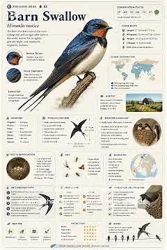 BARN SWALLOW (Hirundo rustica) | Complete Encyclopedia Guide & Educational Infographic