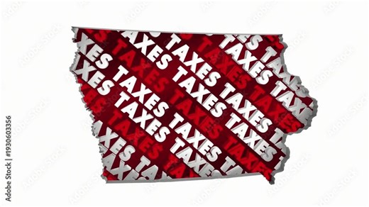 Iowa Taxes State Map IA Income Property Rate High Pay Less File Return Refund 3d Animation