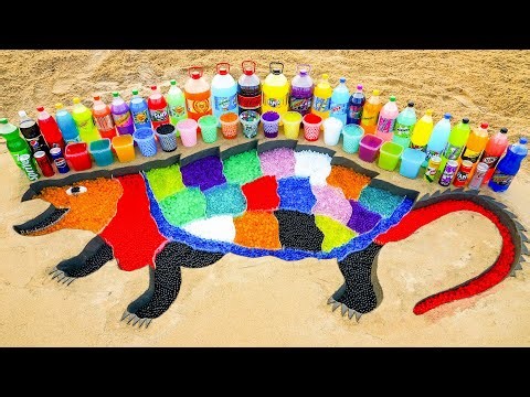 How to make Rainbow Alligator Snapping Turtle with Orbeez, Big Coca Cola, Fanta, Mirinda and Mentos