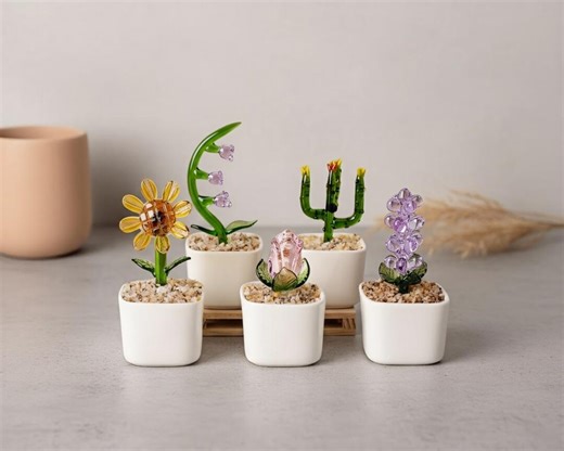 Handcrafted Glass Succulent Sculpture, Artisan Home Decor - Etsy