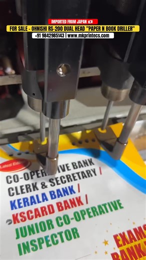 FOR SALE ! ! ! OHNISHI RS 200 - AUTOMATIC BOOK DRILLING MACHINE Working Video - https://youtu.be/2iA78eBd0PU?si=xxdtX5cQuGmlGayf DUAL DRILL HEAD AUTO GUAGE MOVEMENT 100V, POWER SUPPLY IMPORTED FROM JAPAN 🇯🇵 For More Information Contact Us ; MK PRINTECS MACHINERY Thiruthangal, TamilNadu India Mob : 91 9842985143 | 8531010853 Email : sales@mkprintecs.in Web : www.mkprintecs.com . . . #drilling #drillingmachine #driller #paperdrill #paperdrilling #paperdrillingmachine #bookdrill #bookdrilling #bo