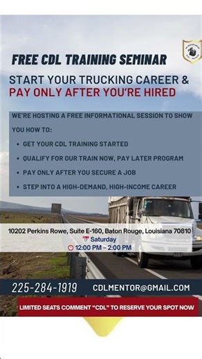 BATON ROUGE- FREE CDL TRAINING SEMINAR!