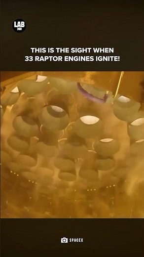 33 RAPTOR Engines Fire Up — Most Powerful Launch Moment Ever! #shorts #lab360 #spacex