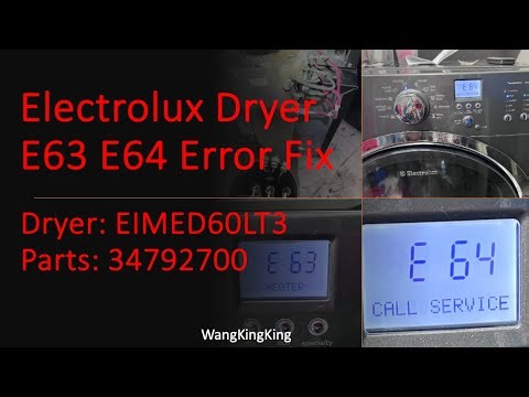 Electrolux Dryer E63 E64 Error Fix (Heating Element Installation) Dryer: EIMED60LT3, Parts: 34792700