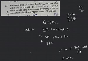 Prussian blue (Formula: \mathrm{Fe}{7}(\mathrm{CN}){18} ) is da... | Filo