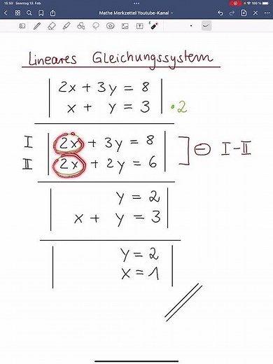 System of linear equations, LGS, solving two linear equations with two parameters