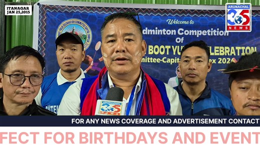 The 59th Boori Boot Yullo Celebration Committee-Capital Complex 2026 officially launched its badminton competition today at Bisky Badminton Court. Nich Bapu, Secretary Tournament (T) of the Arunachal State Badminton Association, graced the event as Chief Guest. Organized by the Nyishi community, the tournament fosters unity and sportsmanship ahead of the main spring festival festivities. @topfans Arunachal 365 | Arunachal 365