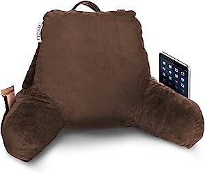 Nestl Reading Pillow for Kids & Teens with Shredded Memory Foam, Backrest Pillows for Reading, Watching, and Gaming, Use on the Couch, Bed, or Floor Adjustable Support, Washable Cover, Chocolate Brown