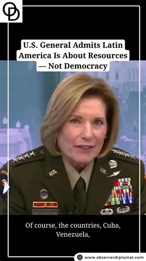 Vote In Or Out 🇺🇸 on Instagram: "U.S. Southern Command chief General Laura Richardson said the quiet part out loud: Washington’s real priority in Latin America isn’t democracy or human rights — it’s control. Control over oil, lithium, gold, and rare earth minerals that power Western militaries and industries. She singled out Venezuela, home to the world’s largest proven oil reserves and major strategic minerals. For decades, sanctions, coups, and economic pressure were framed as “democracy pro
