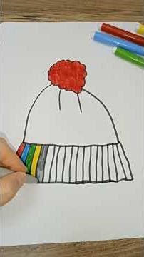 How to Draw a Winter Hat Easy | Colorful Beanie Drawing Tutorial ❄️🎨
